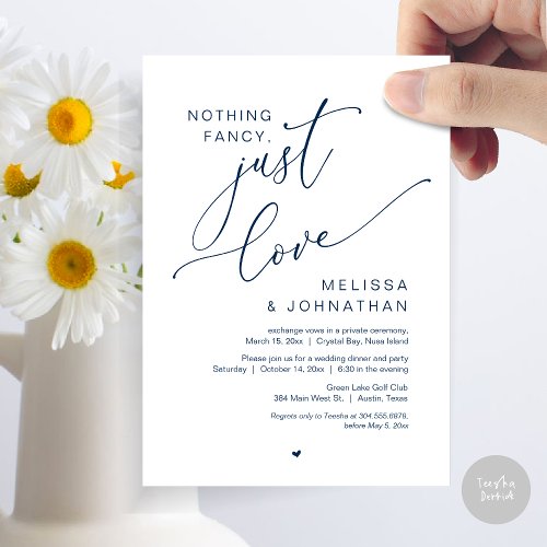 Nothing Fancy Just Love Wedding Elopement Party Invitation