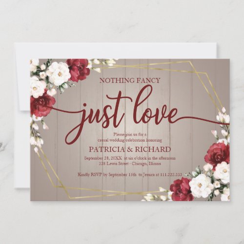 Nothing Fancy Just Love Wedding Geometric Rustic   Invitation