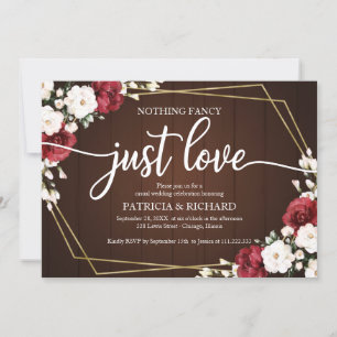 Nothing Fancy Just Love Wedding Geometric Rustic Invitation