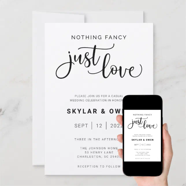 Nothing Fancy Just Love Wedding Invitationsnull