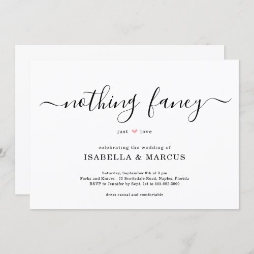 Nothing Fancy Just Love Wedding Invitation