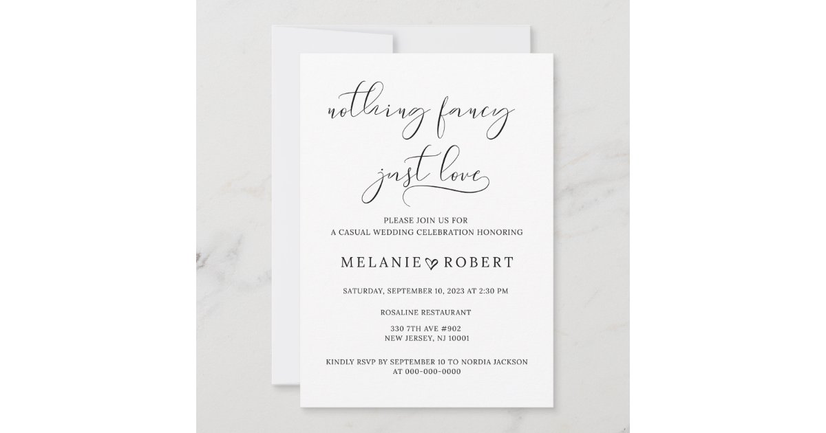 Nothing Fancy Just Love Wedding Invitation Zazzle