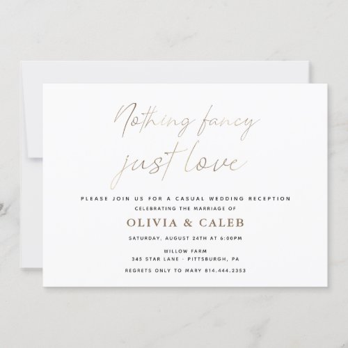 Nothing Fancy Just Love Wedding invitation