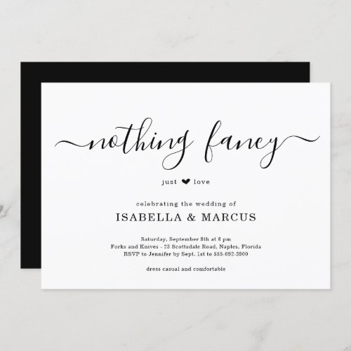 Nothing Fancy Just Love Wedding Invitation