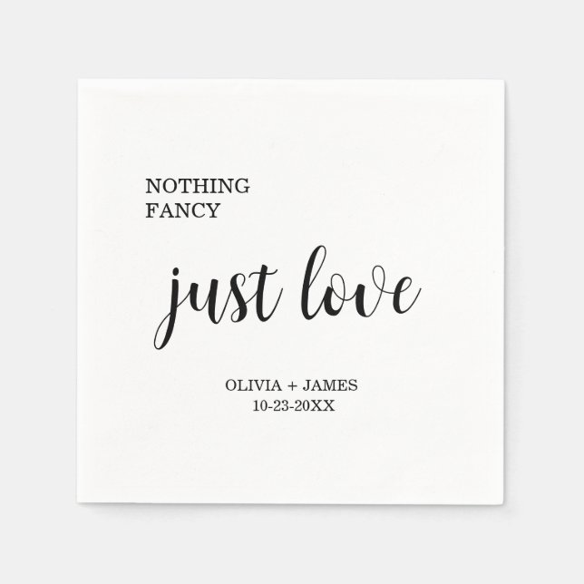 Nothing Fancy Just Love Wedding  Napkins (Front)