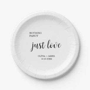 Nothing Fancy Just Love Wedding Paper Plates