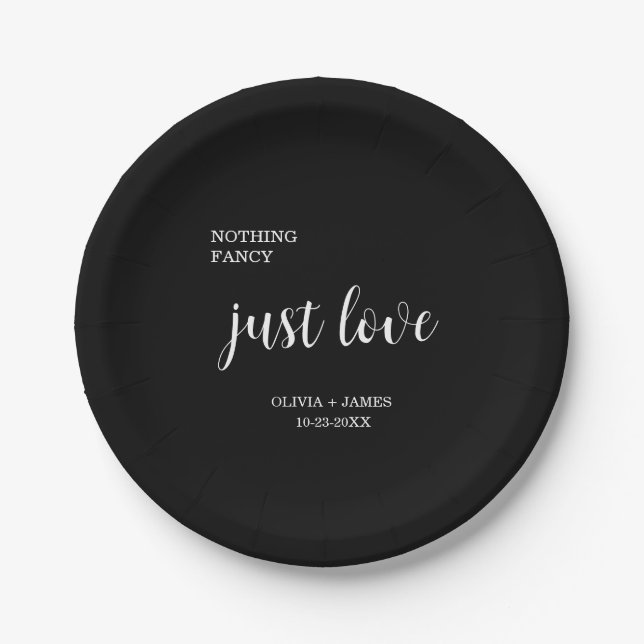 Nothing Fancy Just Love Wedding   Paper Plates (Front)