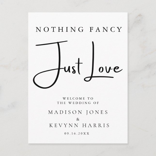 Nothing Fancy Just Love Wedding   Postcard (Front)