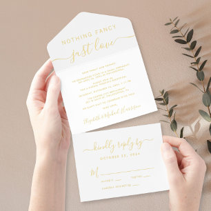Nothing Fancy Just Love Wedding Reception All In One Invitation
