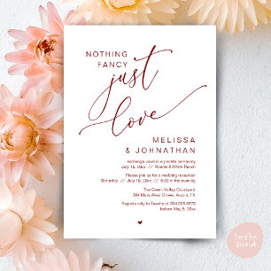 Nothing Fancy, Just Love, Wedding Reception Dinner Invitation