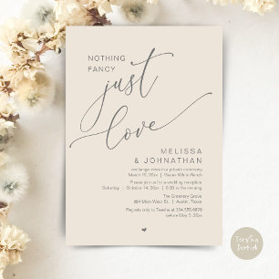 Nothing Fancy, Just Love, Wedding Reception Invitation