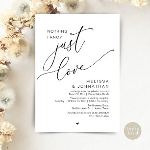 Nothing Fancy, Just Love, Wedding Reception Invitation