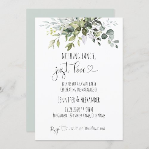 Nothing fancy just love wedding reception invitation