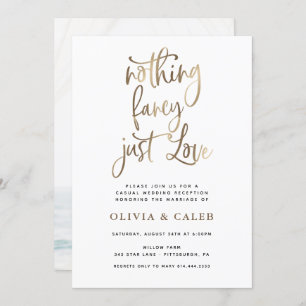 Nothing Fancy Just Love Wedding Reception Invitation