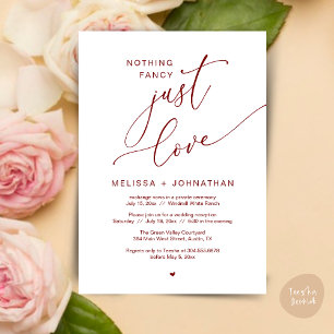 Nothing Fancy, Just Love, Wedding Reception Party Invitation