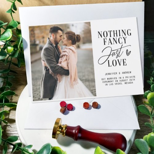 Nothing Fancy Just Love Wedding Reception Photo Invitation