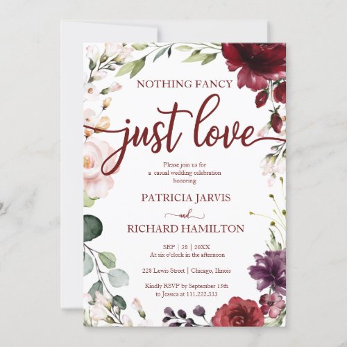Nothing Fancy Just Love Wedding Rustic Cream Invit Invitation