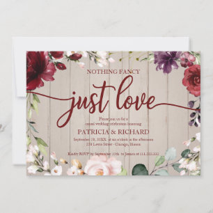 Nothing Fancy Just Love Wedding Rustic Wood Invitation