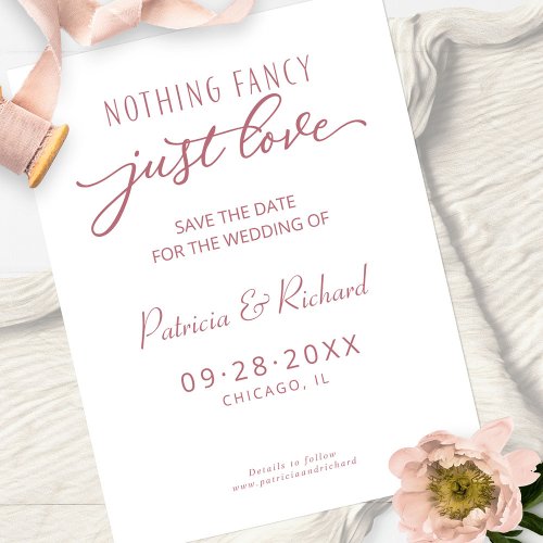 Nothing Fancy Just Love Wedding Save The Date Postcard