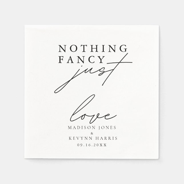Nothing Fancy Just Love Wedding  Sign Napkins (Front)