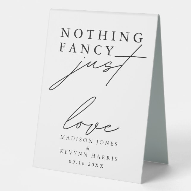 Nothing Fancy Just Love Wedding   Table Tent (Front)