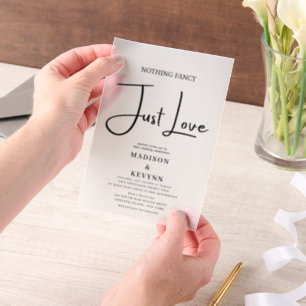 Nothing Fancy Just Love Wedding Vellum Invitations