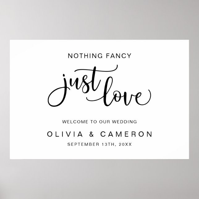 Nothing Fancy Just Love Wedding Welcome Sign (Front)