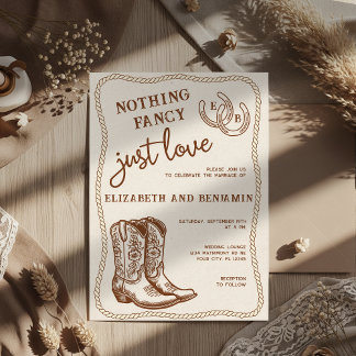 Nothing Fancy Just Love Western Horseshoe Wedding Invitation