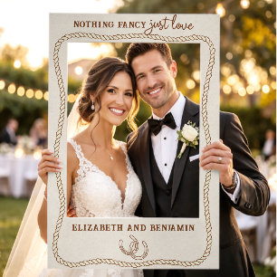 Nothing Fancy Just Love Western Horseshoe Wedding Selfie Frame