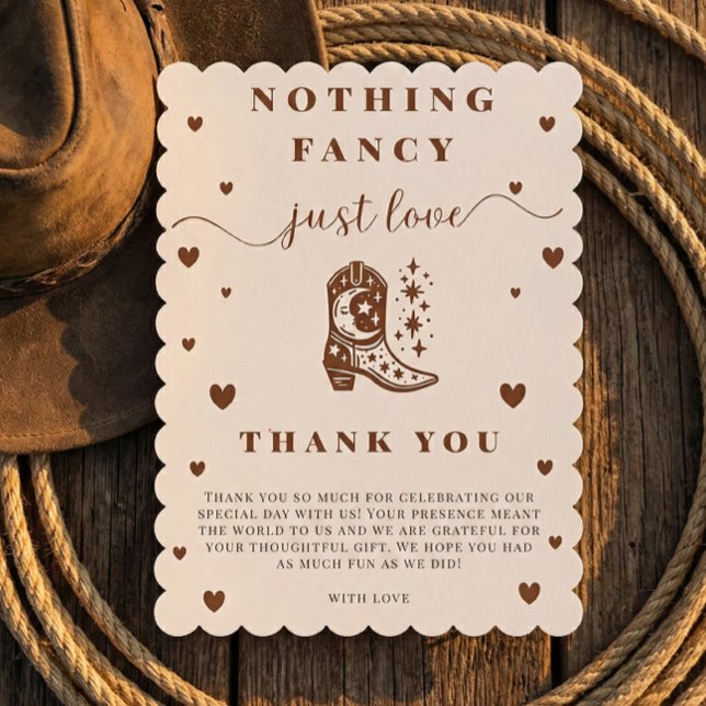 Nothing Fancy Just Love Western Rustic Wedding Thank You Card (Creator Uploaded)