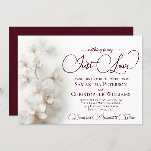 Nothing Fancy Just Love White Orchids Wedding Invitation