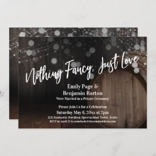 Nothing Fancy Just Love Wood Barrel & Lights Invitation