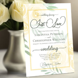 Nothing Fancy Just Love Yellow Boho Roses Wedding Invitation