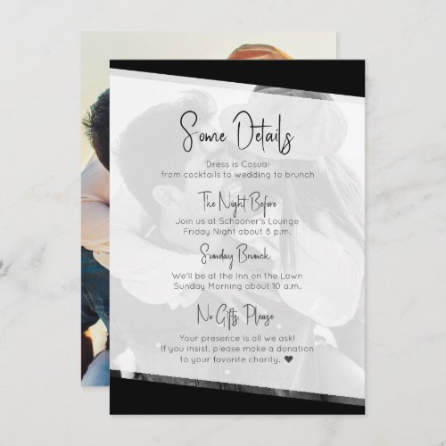 Nothing Fancy Modern Casual Wedding Details Enclosure Card