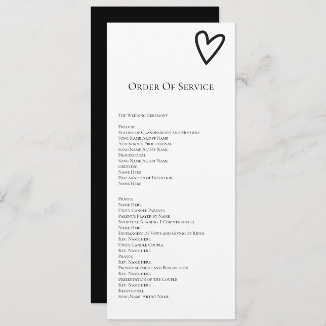 Nothing Fancy Order of Service Wedding Card (Front/Back)