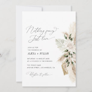 nothing fancy pampas grass and greenery wedding invitation