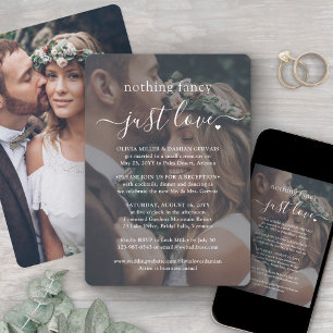 Nothing Fancy Photo & White Text Wedding Reception Invitation