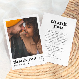 Nothing Fancy Retro Groovy Photo Wedding Thank You Card