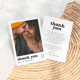 Nothing Fancy Retro Groovy Photo Wedding Thank You Card