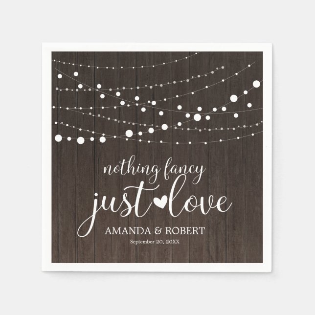 Nothing Fancy Rustic String Lights Wedding Napkins (Front)