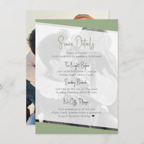Nothing Fancy Sage Green Casual Wedding Details Enclosure Card