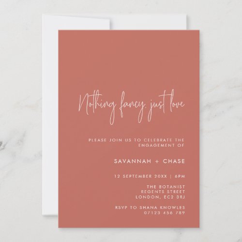 Nothing Fancy Terracotta Engagement Party Invitation