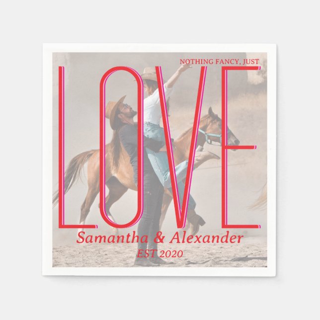 Nothing Fancy Wedding Personalized Couple Photo Napkins (Front)
