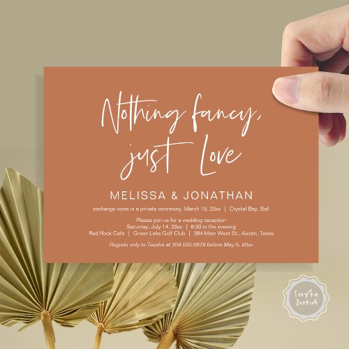 Nothing Fncy Just Love Wedding Elopement Party Invitation