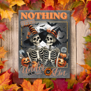 Nothing Gets Under Our Skin Skeleton Couple Holiday Postcard