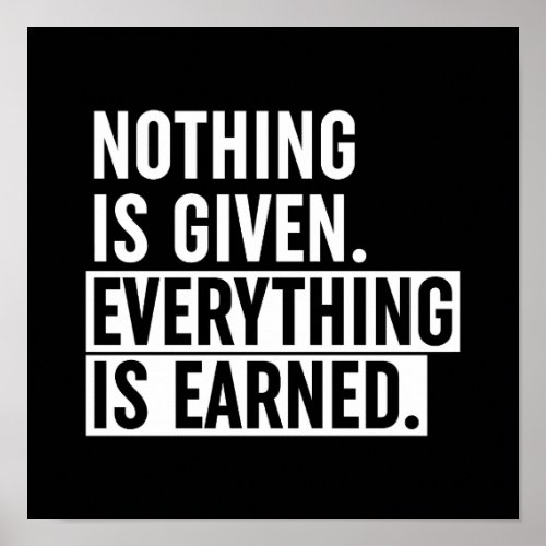 Nothing Is Given Everything Is Earned Poster