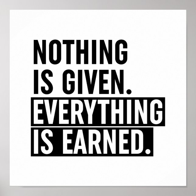 Nothing Is Given Everything Is Earned Poster (Front)
