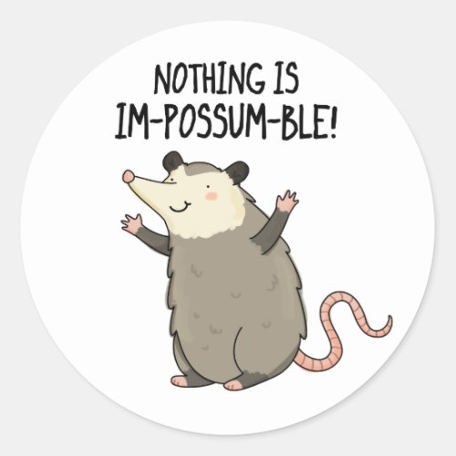 Nothing Is Im_possum_ble Funny Possum Pun  Classic Round Sticker