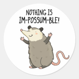 Nothing Is Im-possum-ble Funny Possum Pun Classic Round Sticker