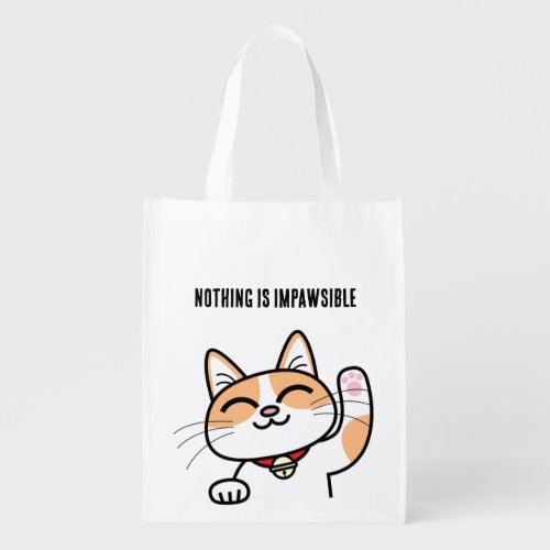 Nothing is ImPAWsible Cute Funny Cat Slogan Grocery Bag